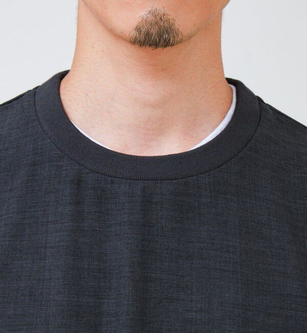 GLOSTER「【布帛ライクできれい見え】麻混サイドジップTシャツ」|Tシャツ・カットソー|