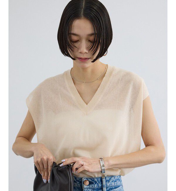 SALON adam et rope'「コットンリネンシアーVネックベスト」|ベスト・ジレ|