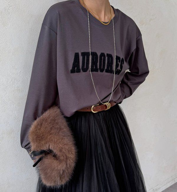  「AURORESサガラ刺繍ロゴロンTEE」|Tシャツ・カットソー|ダークグレー
