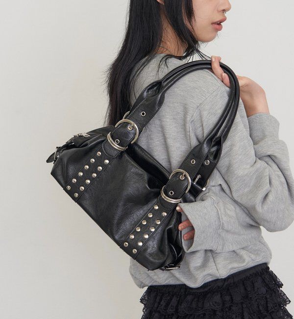  「【WEB限定】ダブルバックルミニボストンバッグ」|ボストンバッグ|ブラック