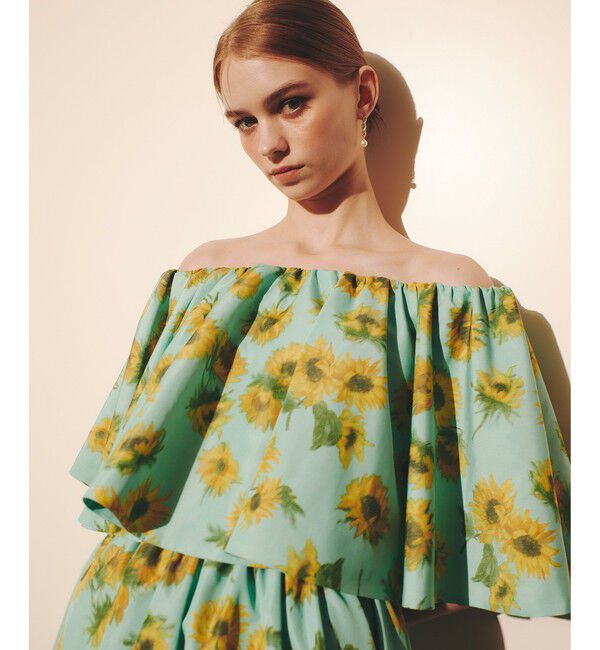 LOULOU WILLOUGHBY「WEB 一部店舗限定 サンフラワープリントブラウス」|シャツ・ブラウス|グリーン系