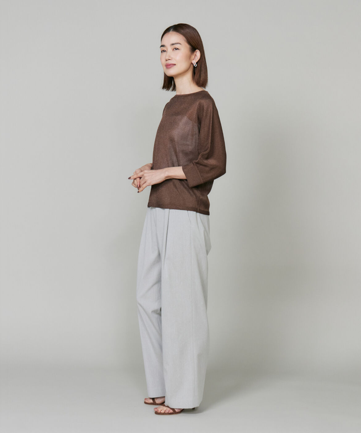 Le Souk「リネン混ワイドパンツ｜ドレープが美しい上品ワイドパンツ」|その他|