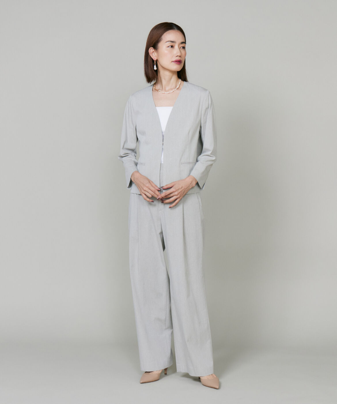 Le Souk「リネン混ワイドパンツ｜ドレープが美しい上品ワイドパンツ」|その他|