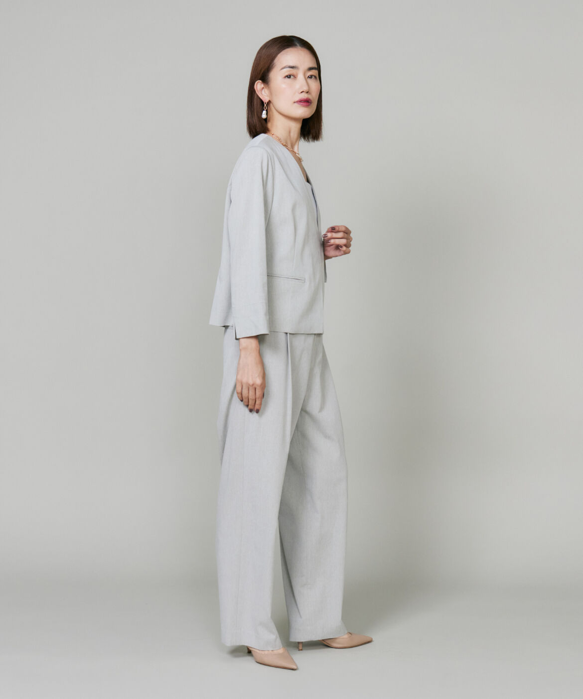 Le Souk「リネン混ワイドパンツ｜ドレープが美しい上品ワイドパンツ」|その他|