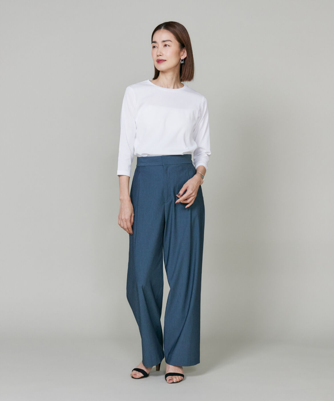 Le Souk「リネン混ワイドパンツ｜ドレープが美しい上品ワイドパンツ」|その他|