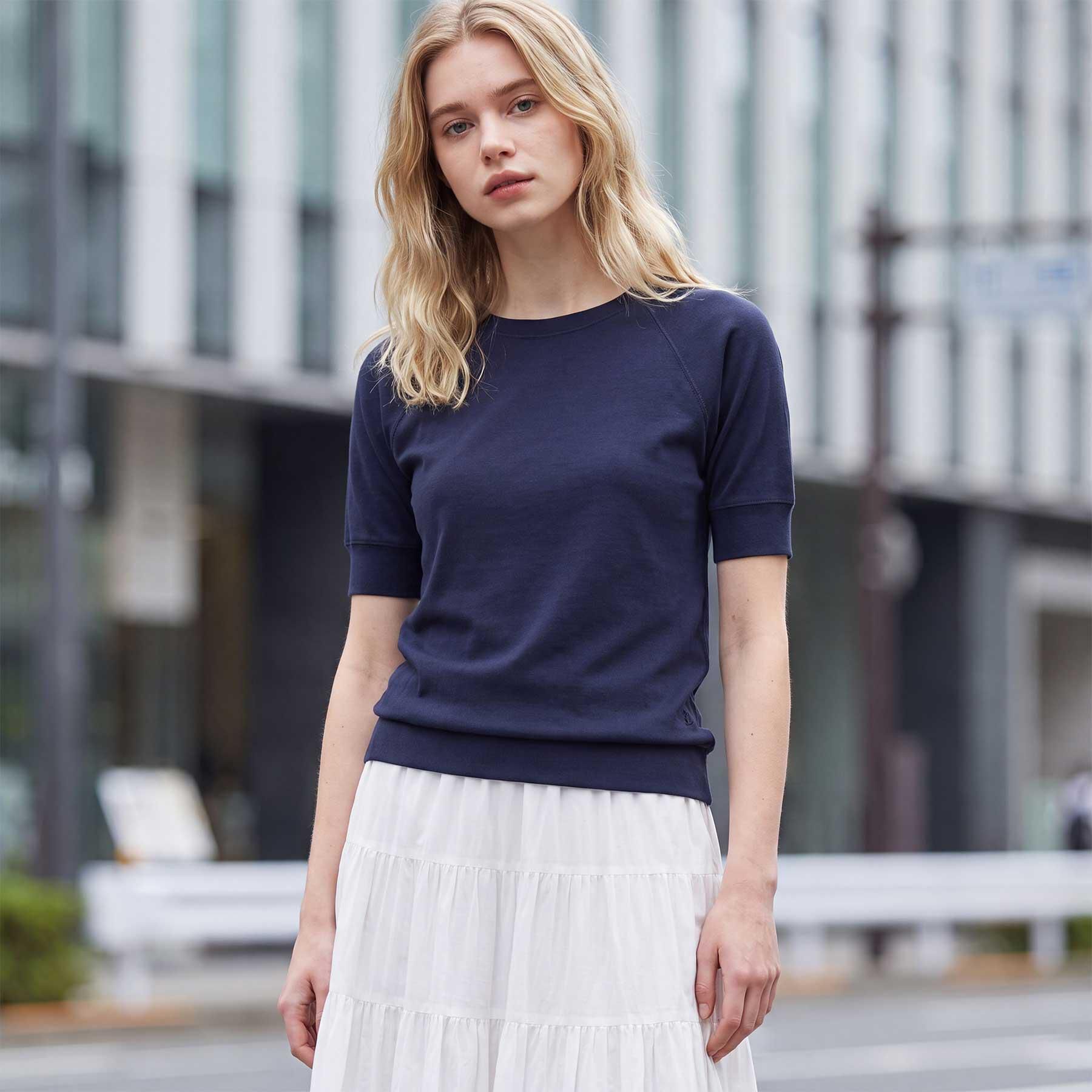 DRESSTERIOR「【定番/人気】ラグランハーフスリーブプルオーバー」|Tシャツ・カットソー|ネイビー(093)