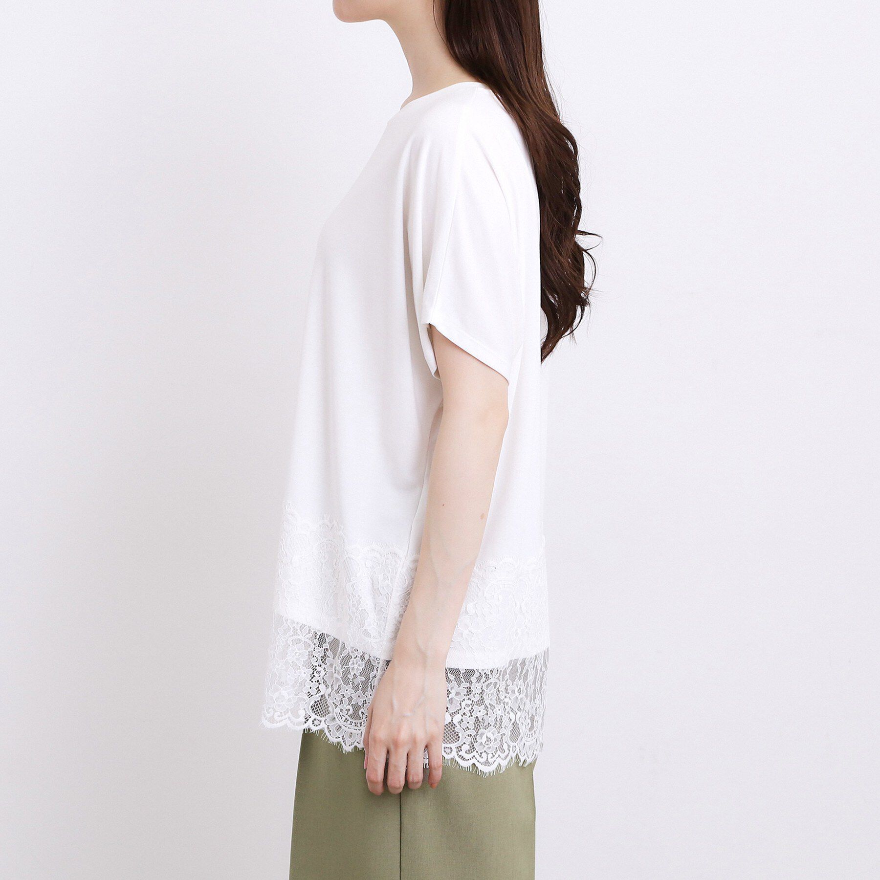 grove「【持続冷感/SET UP可】ひんやりポンチシリーズ／裾レースドルマンカットソー」|Tシャツ・カットソー|