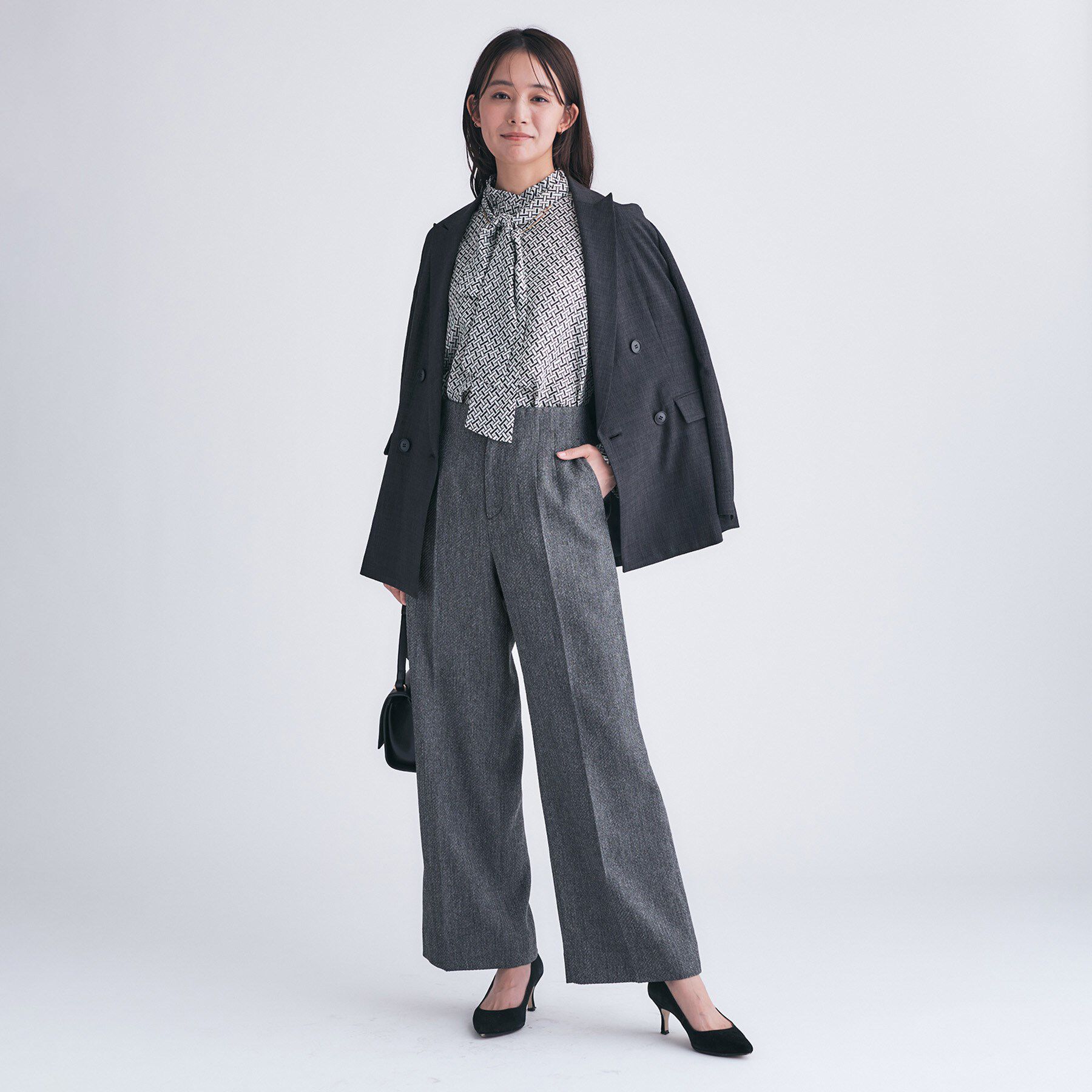 INDIVI「【褒められパンツ/ウール調素材】ラメ混ワイドパンツ」|その他|