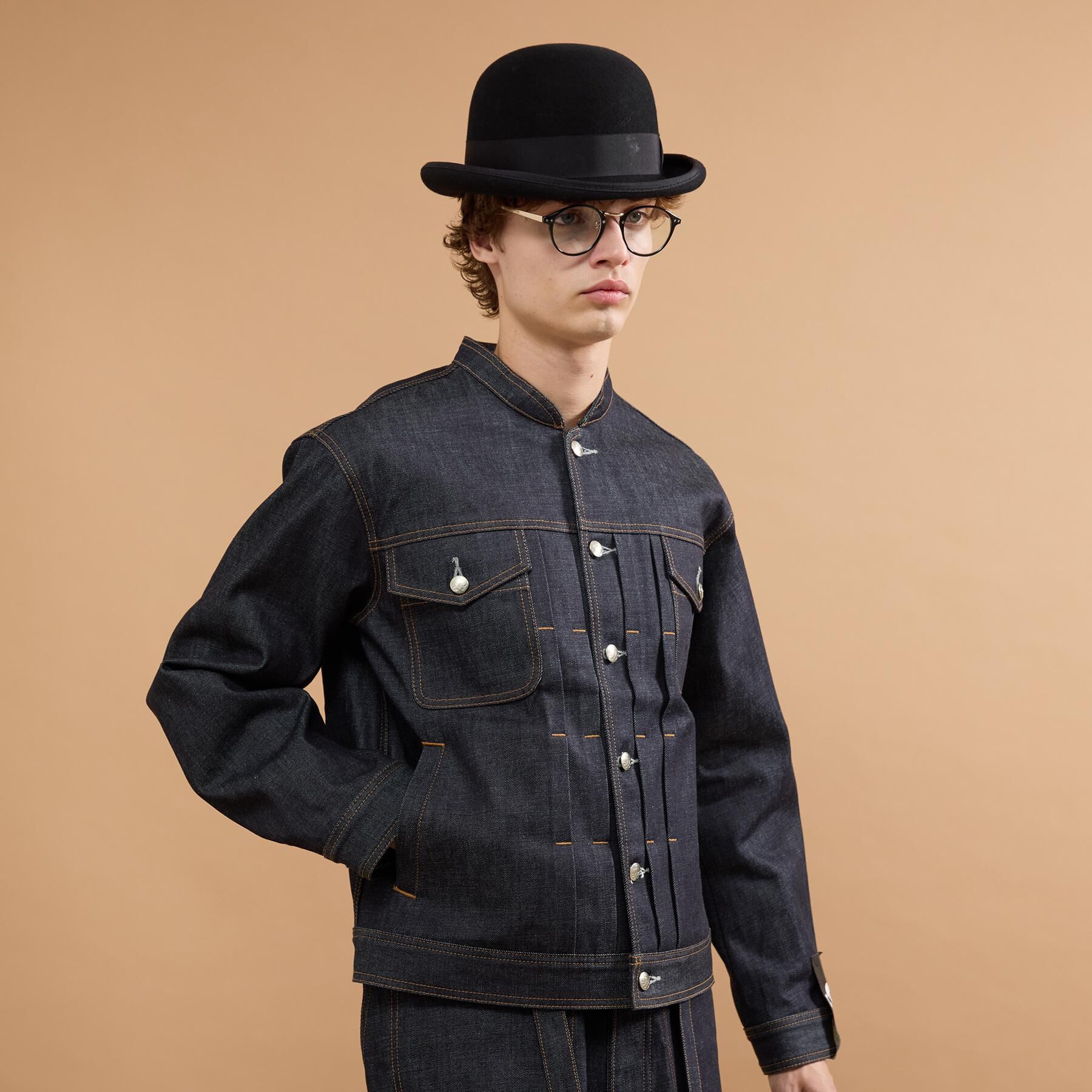 40CARATS&525「【525DENIM】14ozデニム ノーカラーGジャン」|ブルゾン・スタジャン|