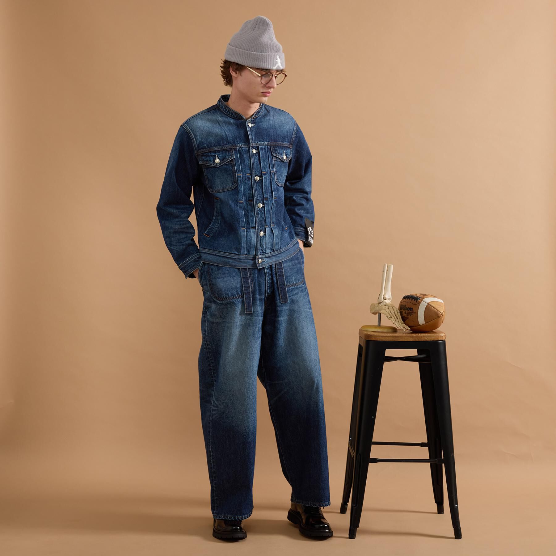 40CARATS&525「【525DENIM】14ozデニム ノーカラーGジャン」|ブルゾン・スタジャン|