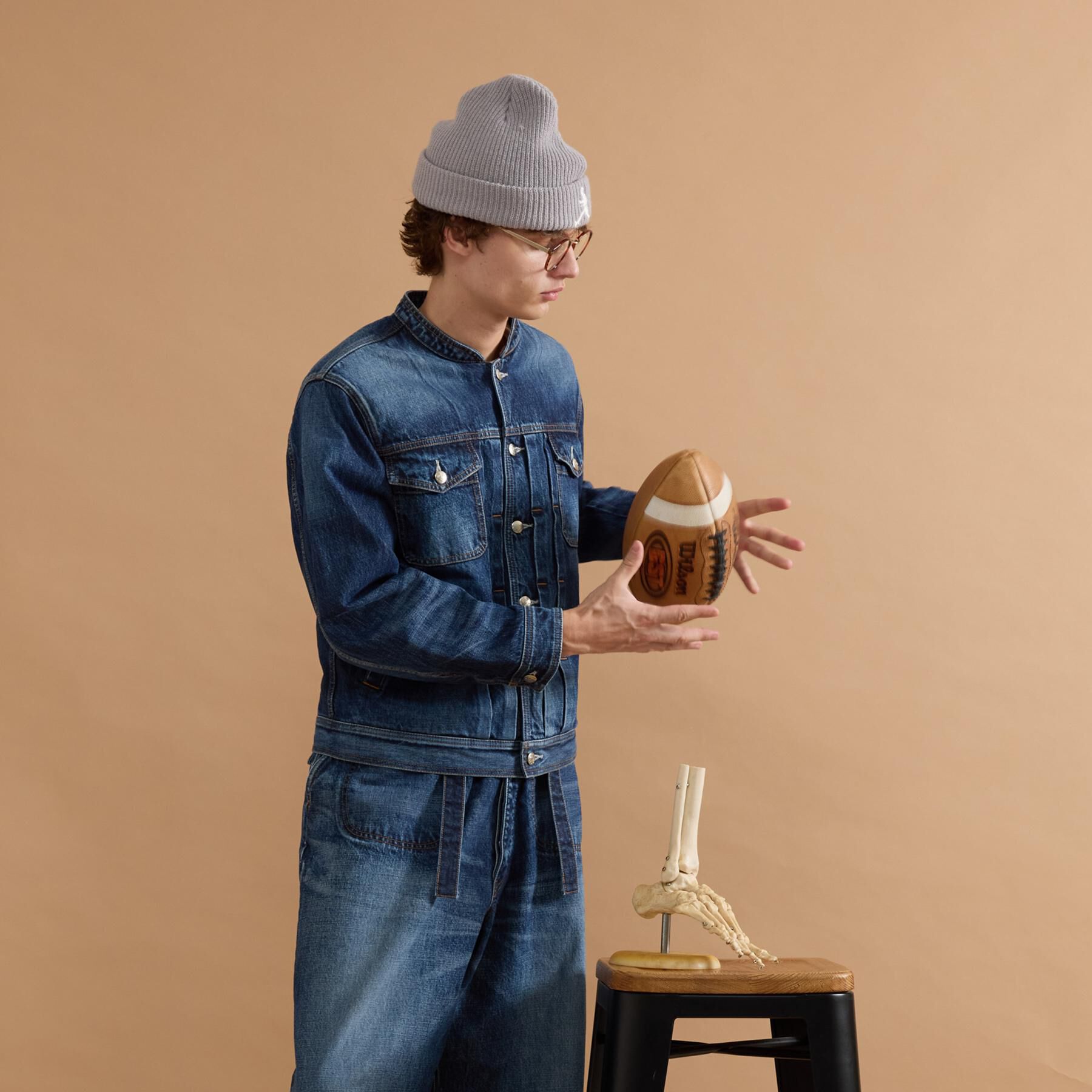 40CARATS&525「【525DENIM】14ozデニム ノーカラーGジャン」|ブルゾン・スタジャン|