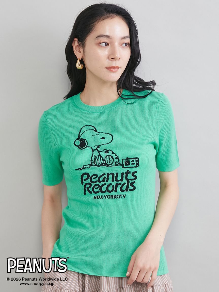 Mila Owen「【PEANUTS RECORDS】スヌーピージャガードリブニット」|ニット・セーター|GRN