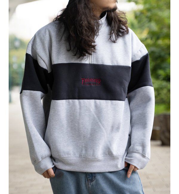 VENCE share style「THRASHER スラッシャー ハーフジップ」|スウェット・ジャージ|グレー