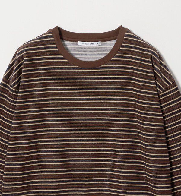 BEAUTY&YOUTH UNITED ARROWS「ベロアボーダー ロングスリーブ Tシャツ」|Tシャツ・カットソー|