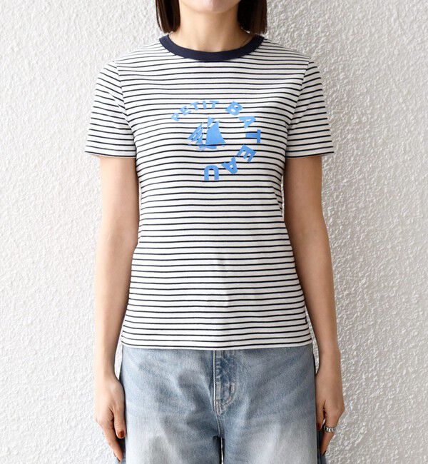 SHIPS any「【SHIPS any別注】PETIT BATEAU: ロゴ プリント コンパクト ボーダー TEE 26SS」|Tシャツ・カットソー|