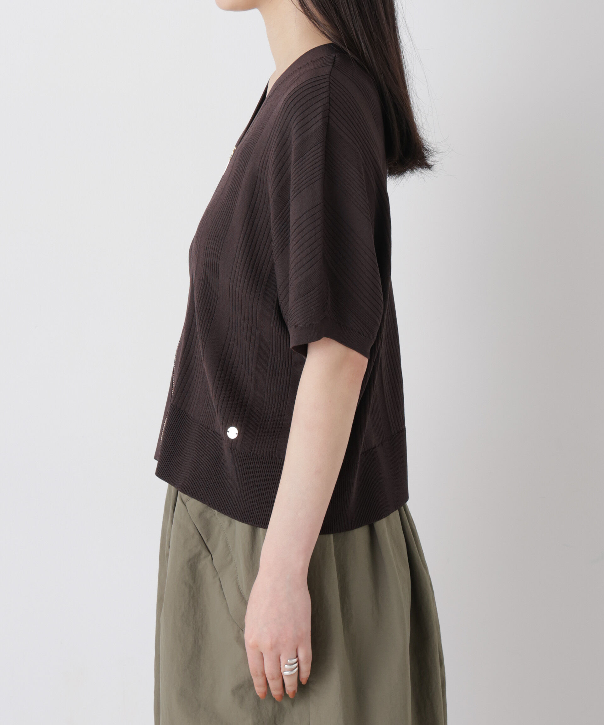 NANO universe「SUMMER VEIL KNIT ジップカーディガン」|ニット・セーター|