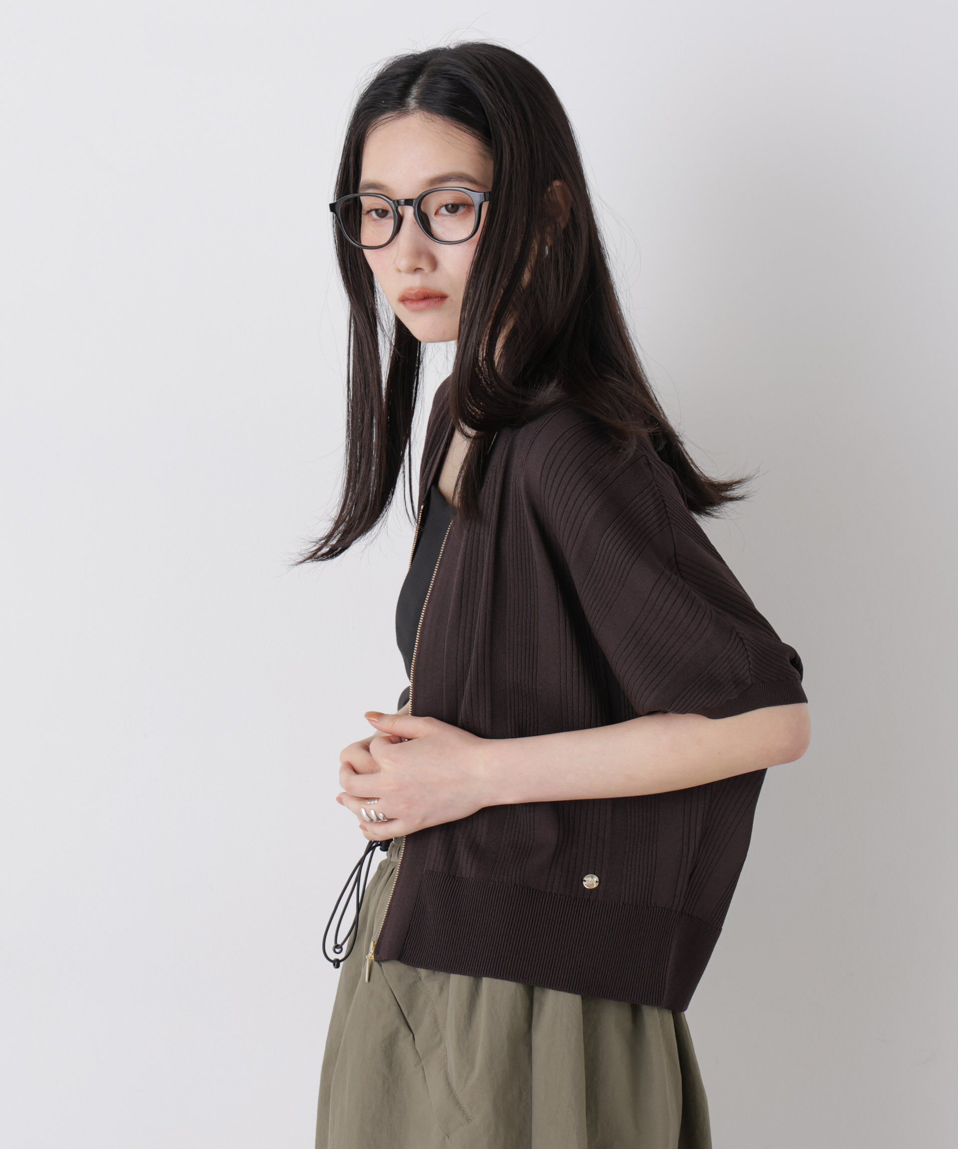 NANO universe「SUMMER VEIL KNIT ジップカーディガン」|ニット・セーター|
