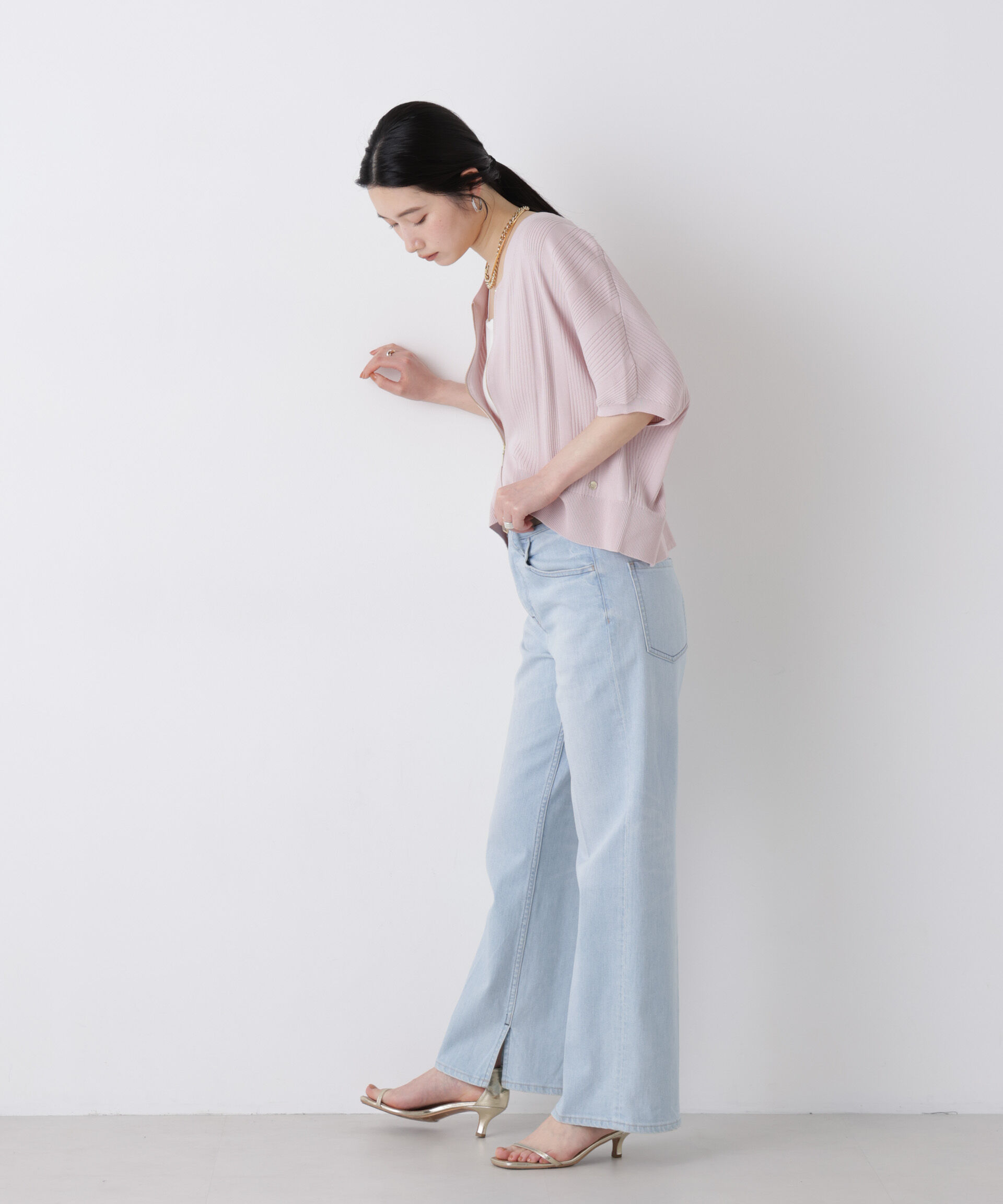 NANO universe「SUMMER VEIL KNIT ジップカーディガン」|ニット・セーター|