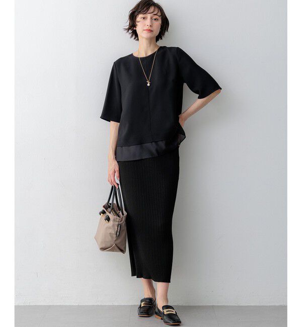 23区「【VERY・Oggi掲載】ストレッチジョーゼット シアーコンビ カットソー」|Tシャツ・カットソー|
