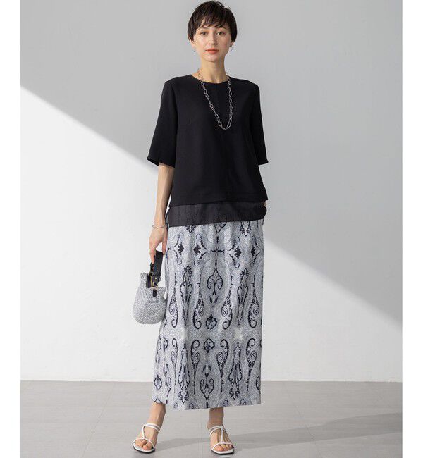 23区「【VERY・Oggi掲載】ストレッチジョーゼット シアーコンビ カットソー」|Tシャツ・カットソー|