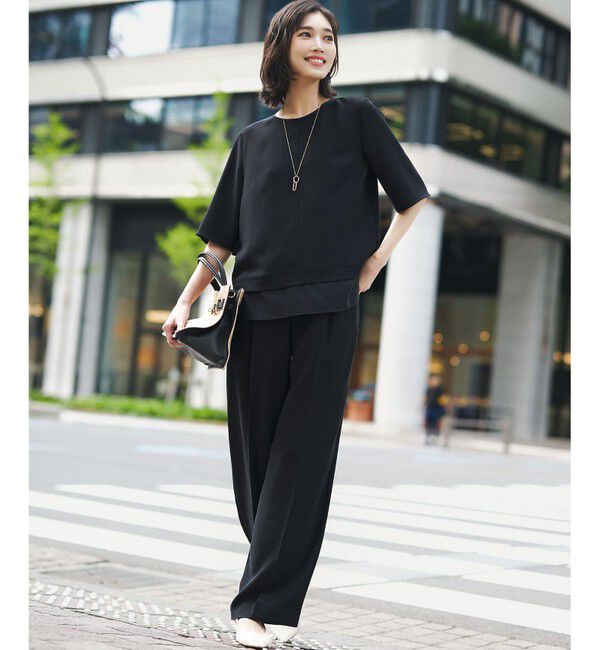23区「【VERY・Oggi掲載】ストレッチジョーゼット シアーコンビ カットソー」|Tシャツ・カットソー|