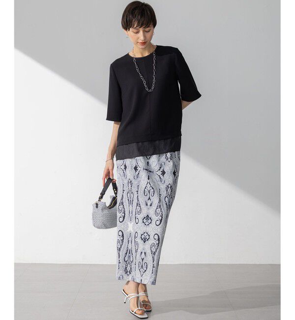 23区「【VERY・Oggi掲載】ストレッチジョーゼット シアーコンビ カットソー」|Tシャツ・カットソー|