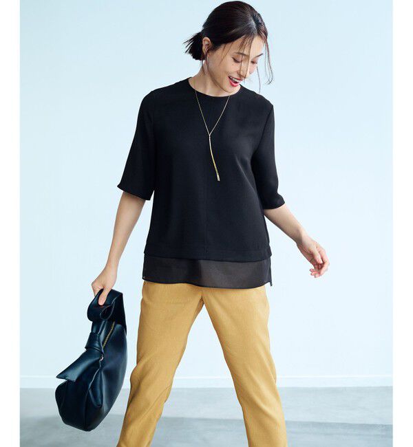 23区「【VERY・Oggi掲載】ストレッチジョーゼット シアーコンビ カットソー」|Tシャツ・カットソー|