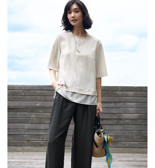 23区「【VERY・Oggi掲載】ストレッチジョーゼット シアーコンビ カットソー」|Tシャツ・カットソー|