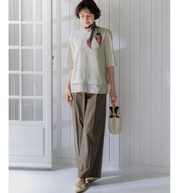 23区「【VERY・Oggi掲載】ストレッチジョーゼット シアーコンビ カットソー」|Tシャツ・カットソー|