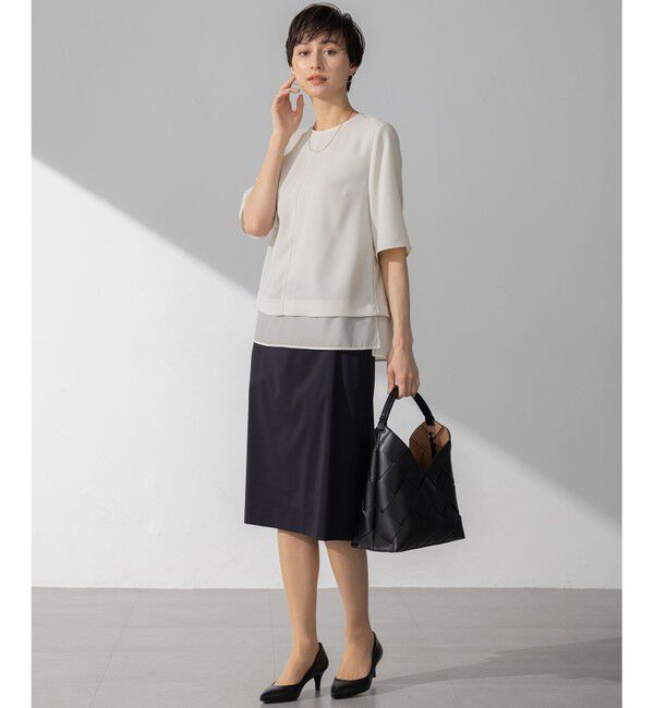 23区「【VERY・Oggi掲載】ストレッチジョーゼット シアーコンビ カットソー」|Tシャツ・カットソー|
