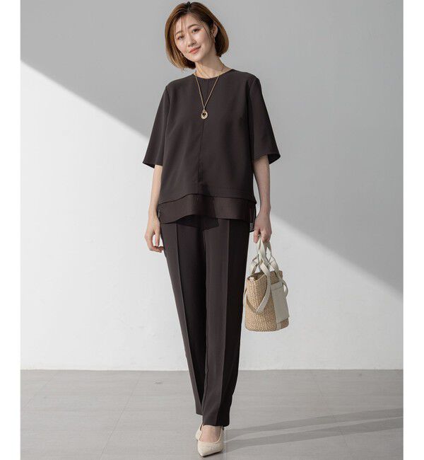23区「【VERY・Oggi掲載】ストレッチジョーゼット シアーコンビ カットソー」|Tシャツ・カットソー|