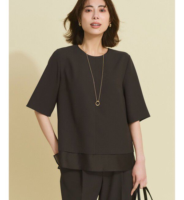23区「【VERY・Oggi掲載】ストレッチジョーゼット シアーコンビ カットソー」|Tシャツ・カットソー|