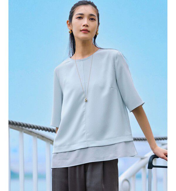 23区「【VERY・Oggi掲載】ストレッチジョーゼット シアーコンビ カットソー」|Tシャツ・カットソー|ｽｶｲﾌﾞﾙ