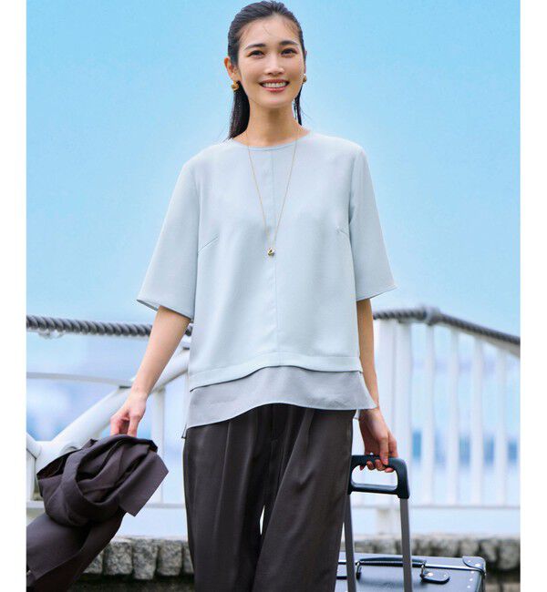 23区「【VERY・Oggi掲載】ストレッチジョーゼット シアーコンビ カットソー」|Tシャツ・カットソー|