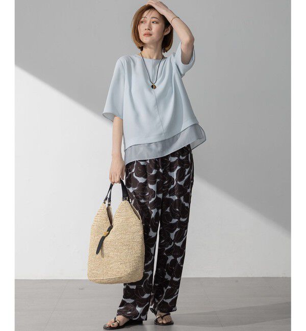 23区「【VERY・Oggi掲載】ストレッチジョーゼット シアーコンビ カットソー」|Tシャツ・カットソー|