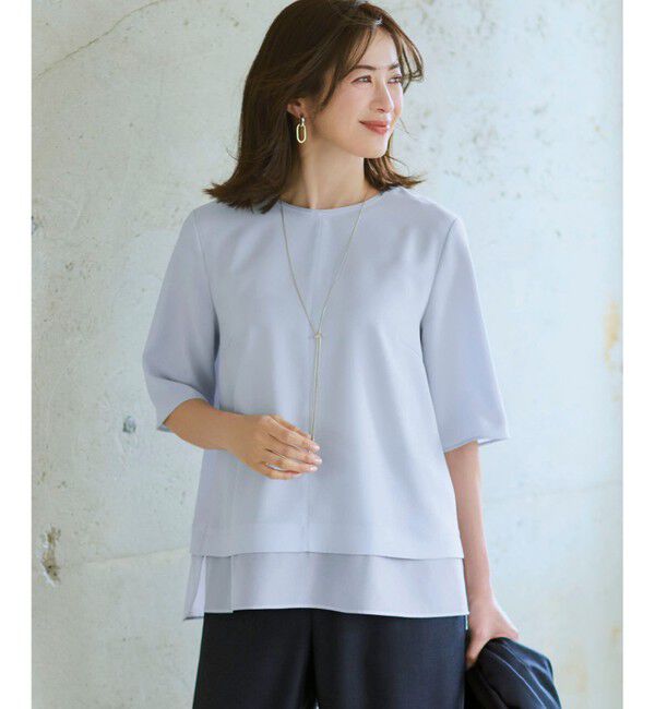 23区「【VERY・Oggi掲載】ストレッチジョーゼット シアーコンビ カットソー」|Tシャツ・カットソー|ﾗｲﾄﾌﾞﾙ