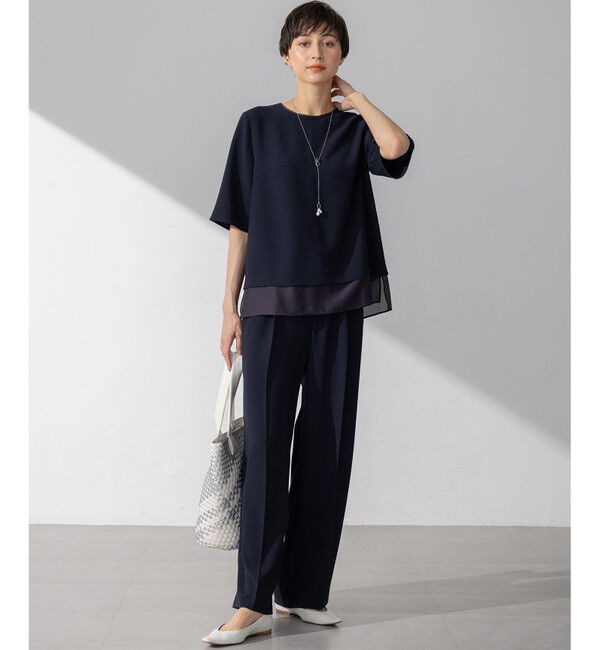 23区「【VERY・Oggi掲載】ストレッチジョーゼット シアーコンビ カットソー」|Tシャツ・カットソー|