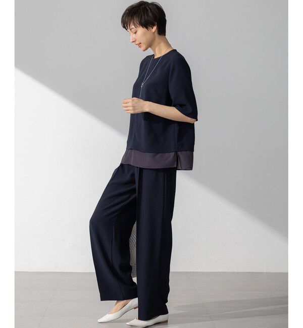 23区「【VERY・Oggi掲載】ストレッチジョーゼット シアーコンビ カットソー」|Tシャツ・カットソー|