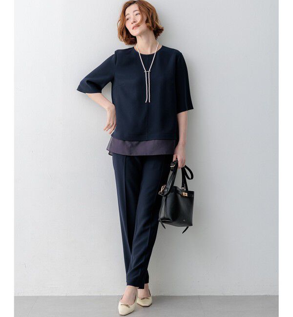 23区「【VERY・Oggi掲載】ストレッチジョーゼット シアーコンビ カットソー」|Tシャツ・カットソー|