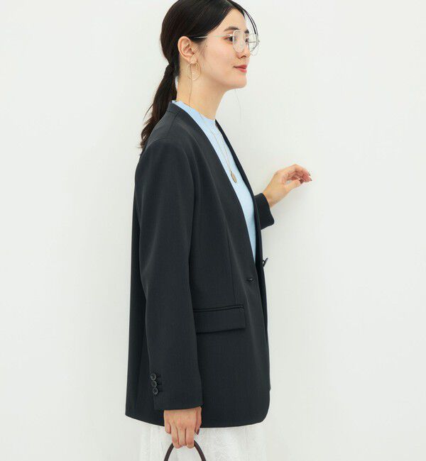 NOLLEY'S sophi「《セットアップ対応》強撚ツイルノーカラージャケット」|テーラードジャケット|