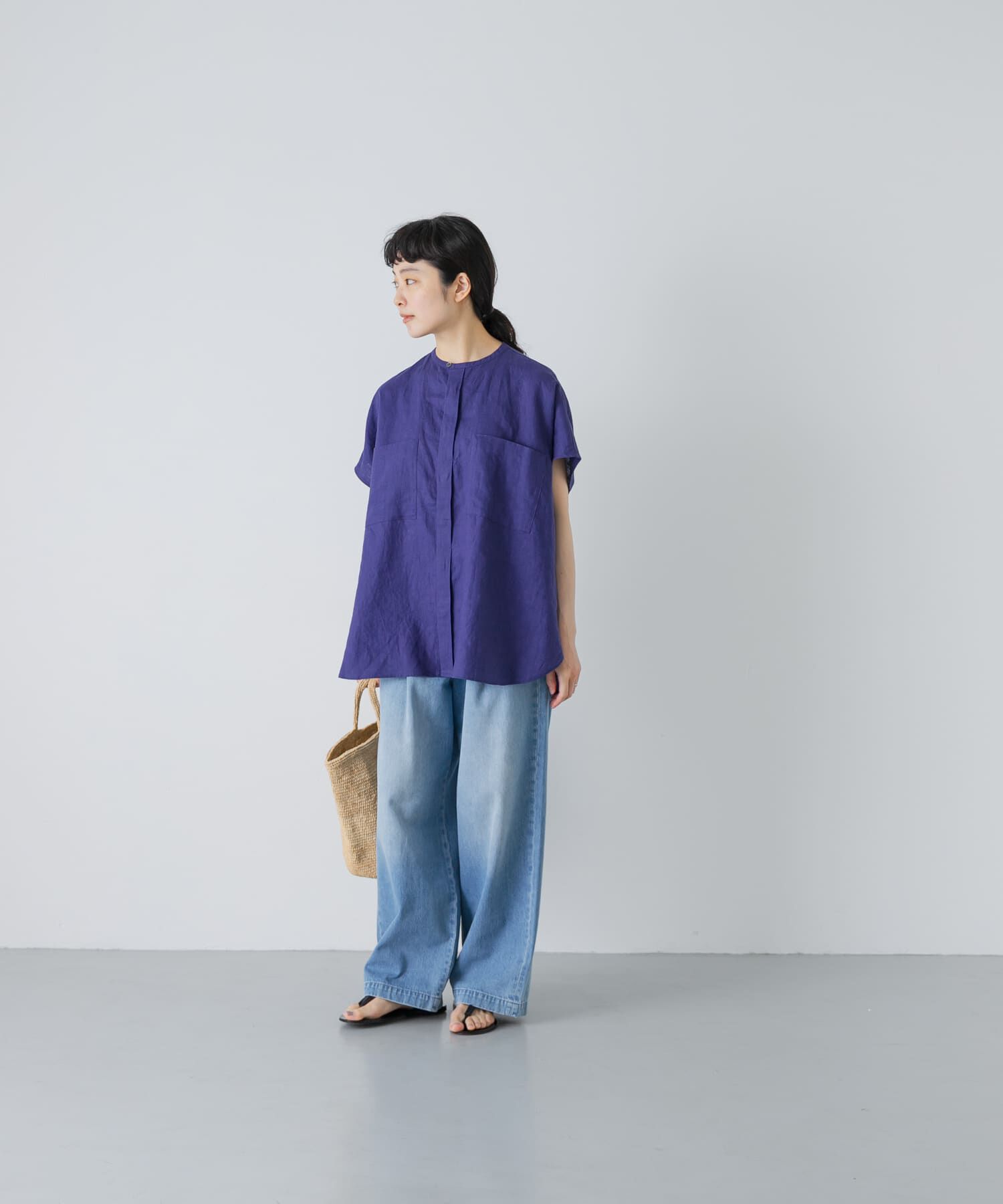 かぐれ「リネンWポケットフレンチシャツ」|シャツ・ブラウス|