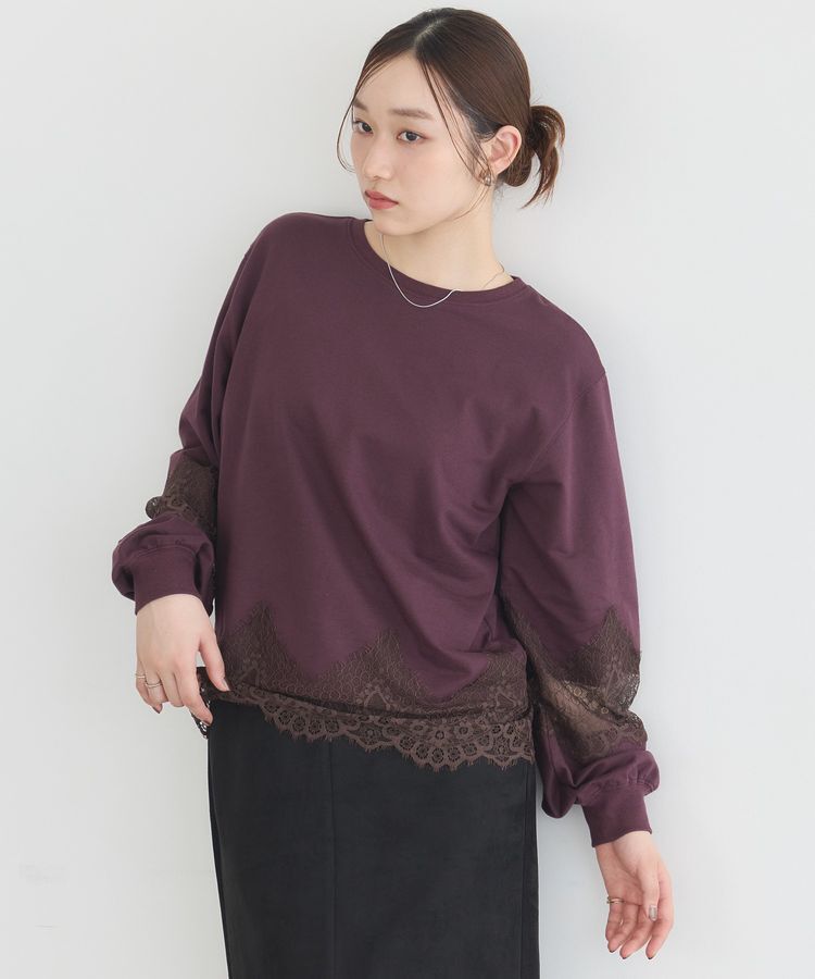 earth music&ecology「レースコンビミニ裏毛プルオーバー」|Tシャツ・カットソー|