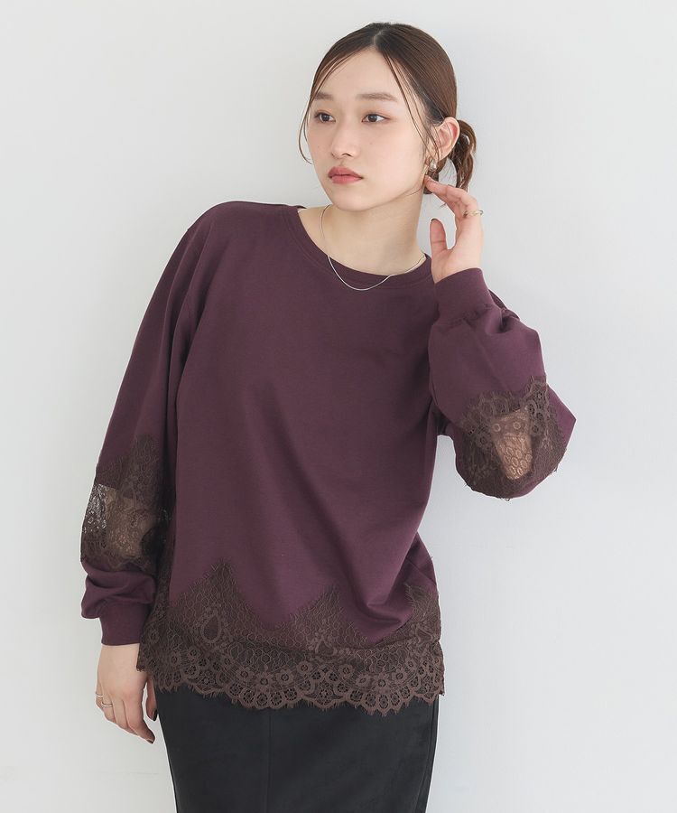 earth music&ecology「レースコンビミニ裏毛プルオーバー」|Tシャツ・カットソー|