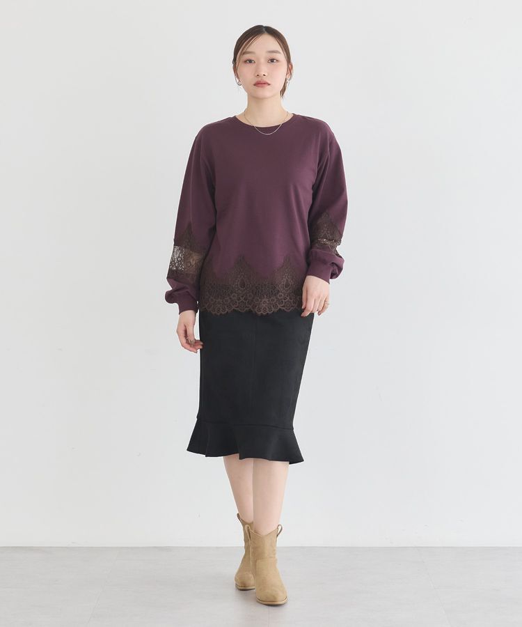 earth music&ecology「レースコンビミニ裏毛プルオーバー」|Tシャツ・カットソー|