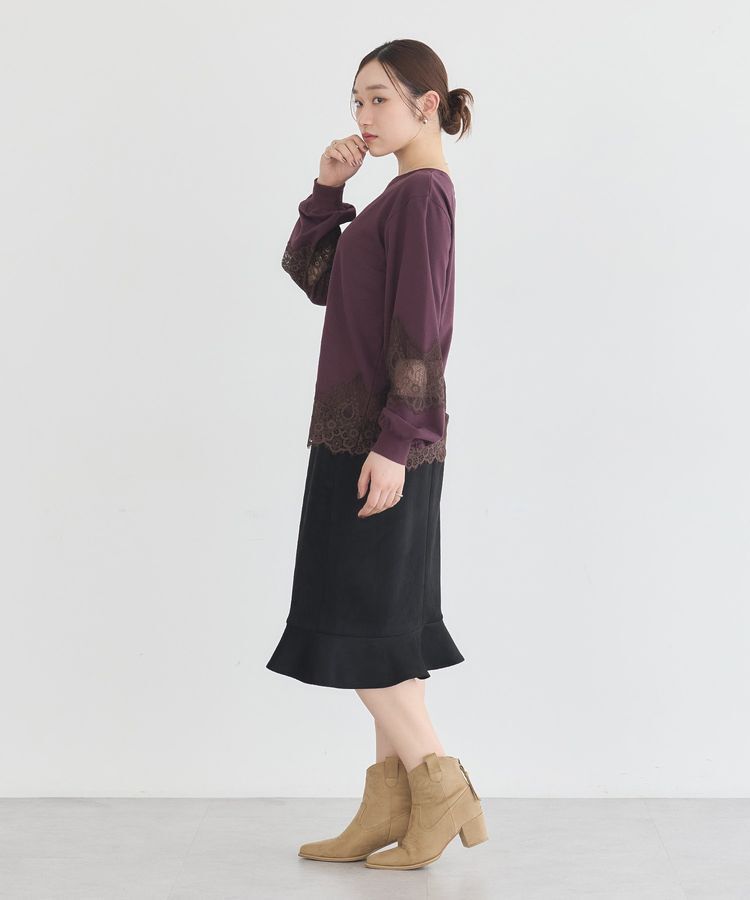 earth music&ecology「レースコンビミニ裏毛プルオーバー」|Tシャツ・カットソー|