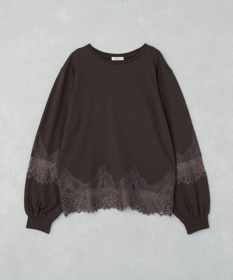 earth music&ecology「レースコンビミニ裏毛プルオーバー」|Tシャツ・カットソー|Charcoal Gray