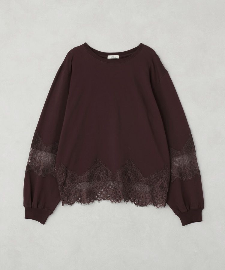 earth music&ecology「レースコンビミニ裏毛プルオーバー」|Tシャツ・カットソー|Bordeaux