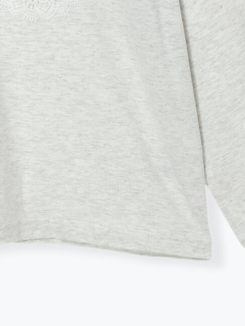 Samansa Mos2「レース付きロゴプリントロングTシャツ」|Tシャツ・カットソー|