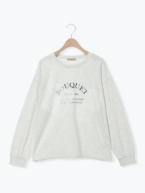 Samansa Mos2「レース付きロゴプリントロングTシャツ」|Tシャツ・カットソー|