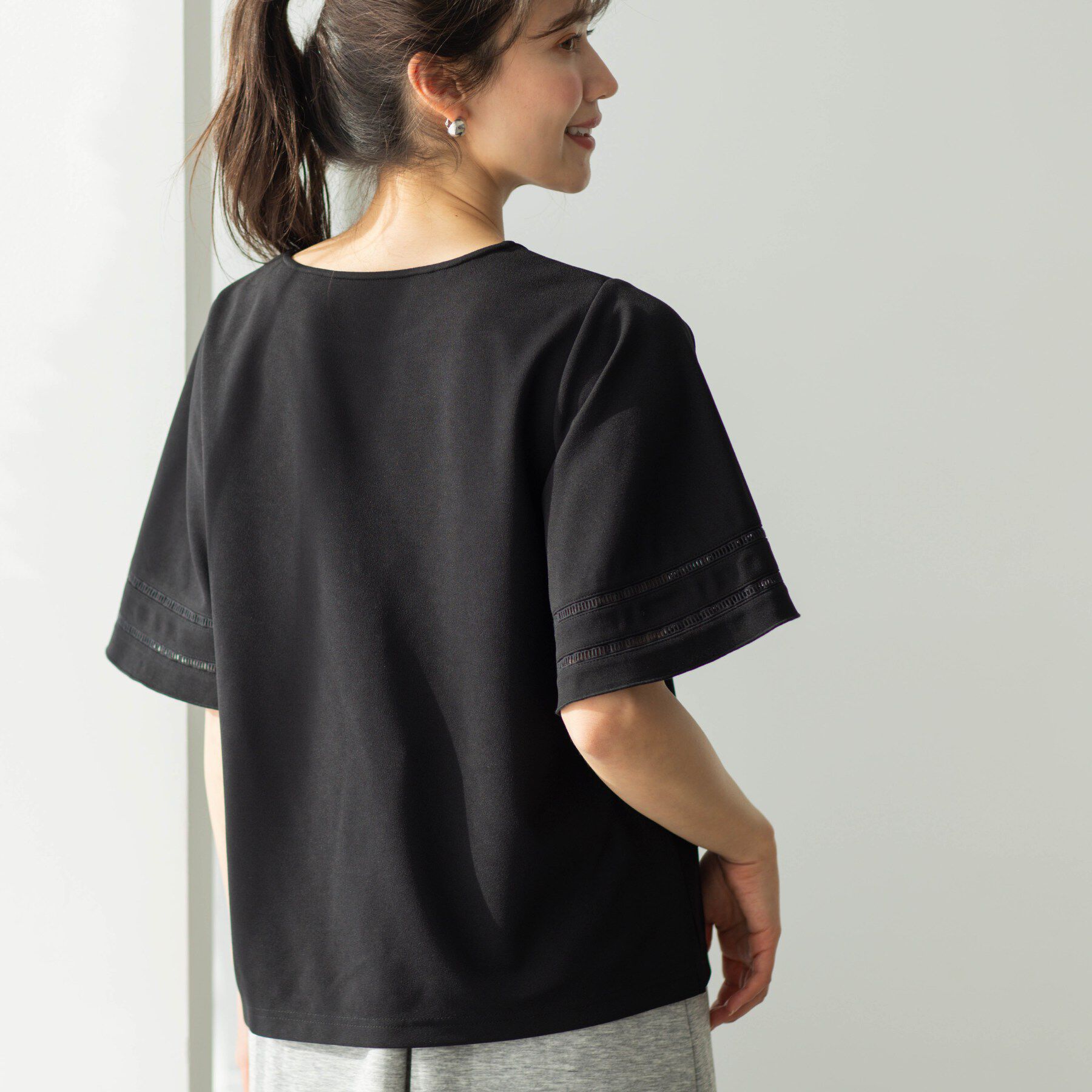 SHOO･LA･RUE「ハシゴレースフレアスリーブＴシャツ」|Tシャツ・カットソー|